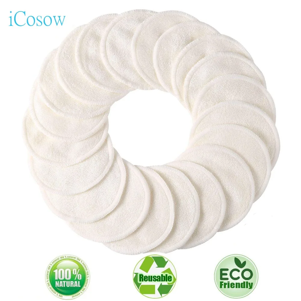 

iCosow Reusable Makeup Remover Pads 2 Pcs, Washable Organic Bamboo Cotton Rounds, Toner Pads, Facial Soft Cleansing Wipes