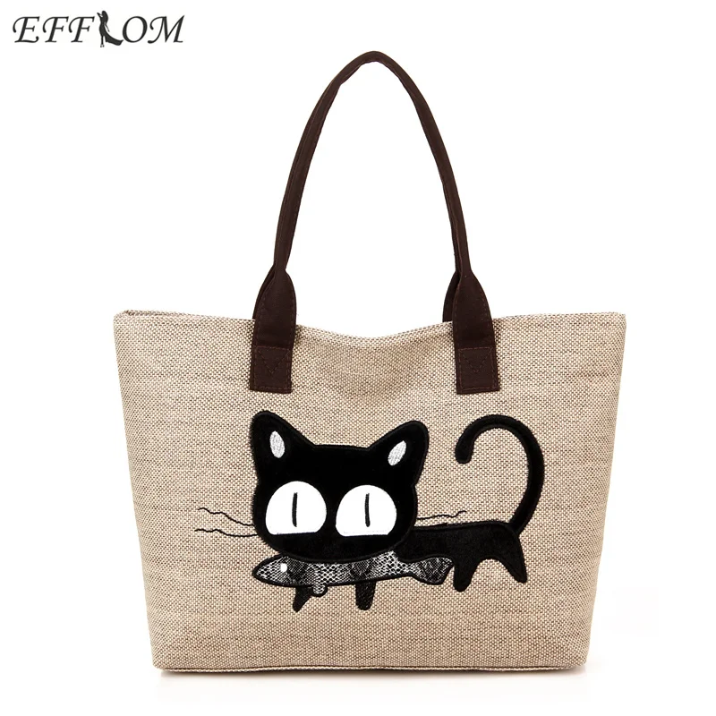 Femmes Sac à Bandoulière Toile Grande Capacité Lin Shopping