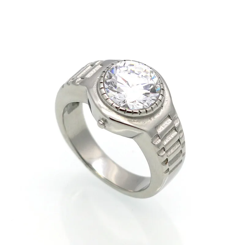 Модные часы форма золото/серебро цветное кристаллическое кольцо Размер 6-10 прозрачный Циркон массивные кольца для женщин