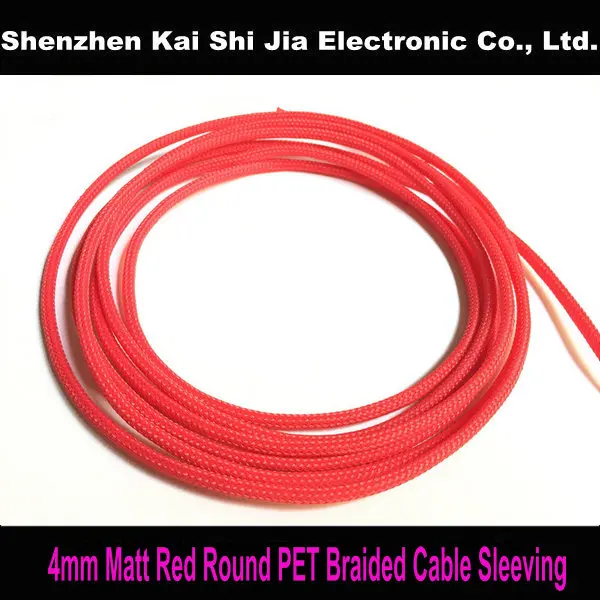 200Meters New 4mm Matt Red Expandable Braided Dense PET Cable sleeving
