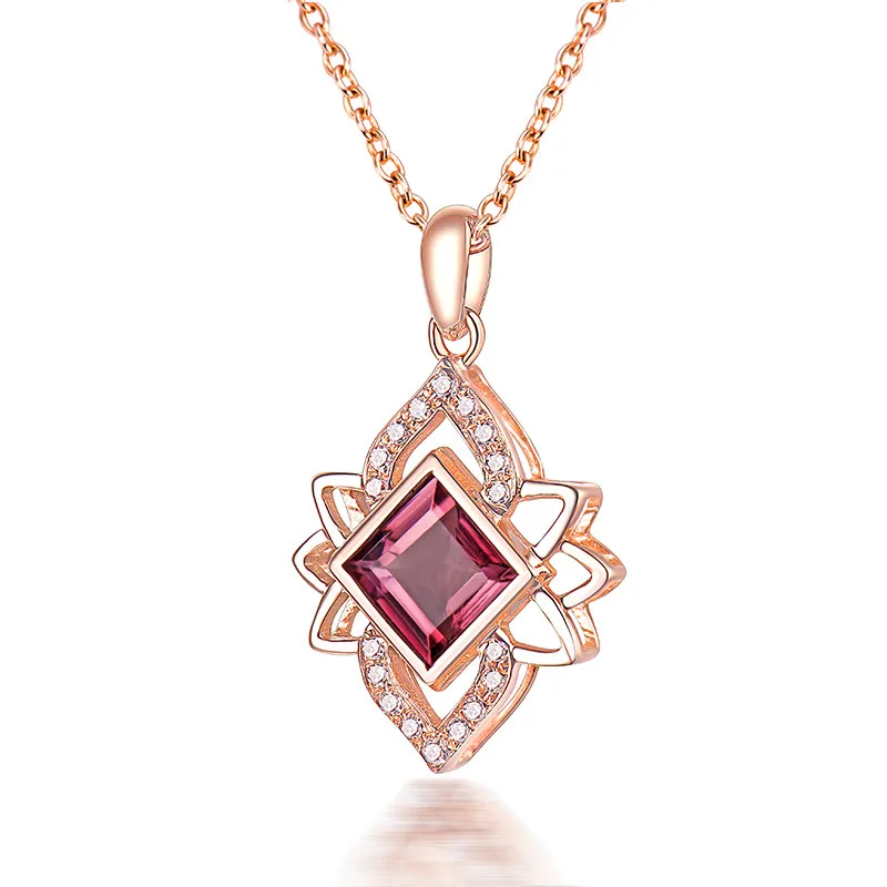 Стильный дизайн 14 к розовое золото Принцесса натуральный розовый турмалин кулон ожерелье Бесплатная доставка Оптовая продажа мама