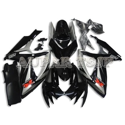 Серебряный Полосатый Черный Кузов для Suzuzki GSXR600 2006 2007 Cowlings Sportbike GSXR750 2006 2007 корпус работы ABS пластик впрыска - Цвет: As Picture Shown
