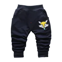 Весенне-осенние длинные штаны с эластичной резинкой на талии для мальчиков и девочек, детские штаны с вышитыми животными из мультфильмов, модная спортивная одежда