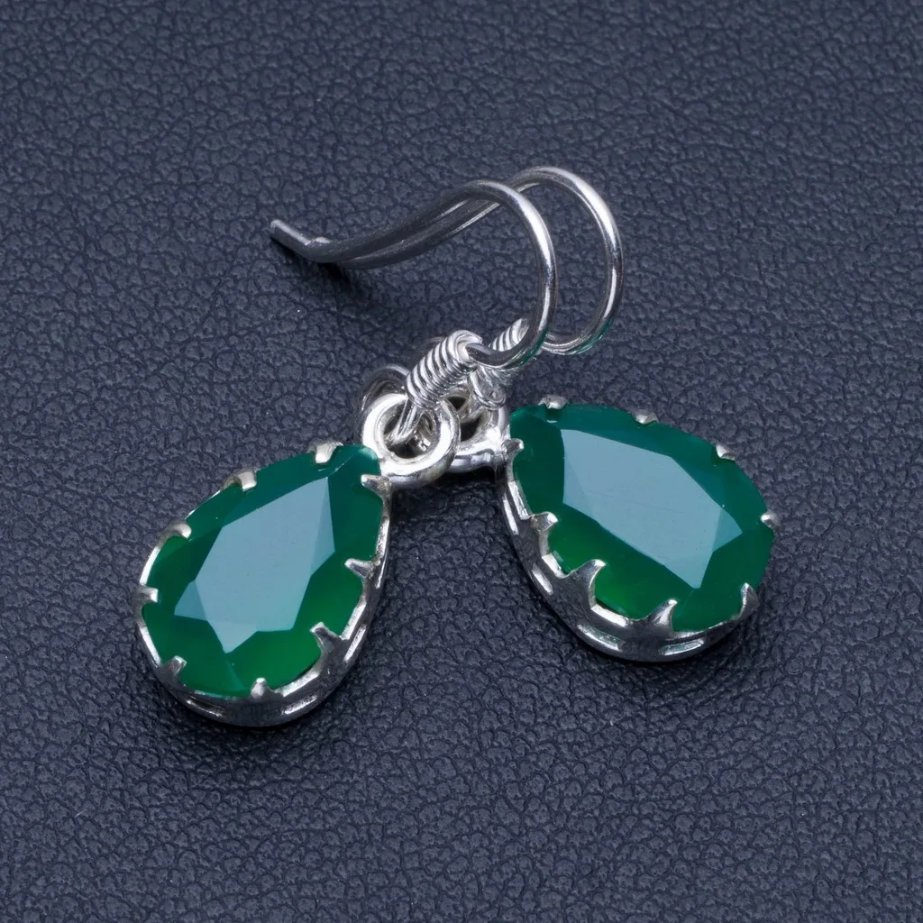 Серьги из серебра с натуральным Chrysoprase 1 &quot Q1521 | Украшения и аксессуары