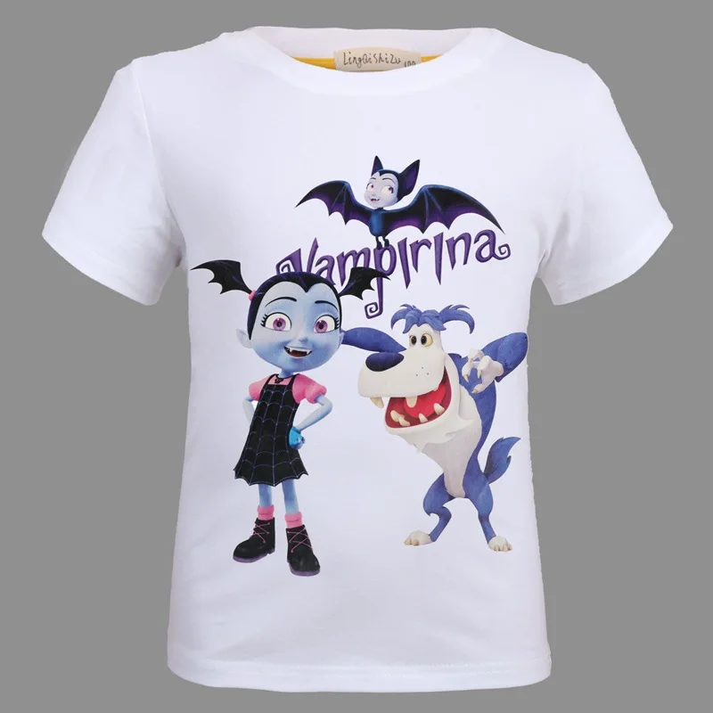 

3-8 years old baby girl T-shirt vampire cartoon shirt Children's summer 100% cotton short sleeve Hotel Transylvania kids T-shirt