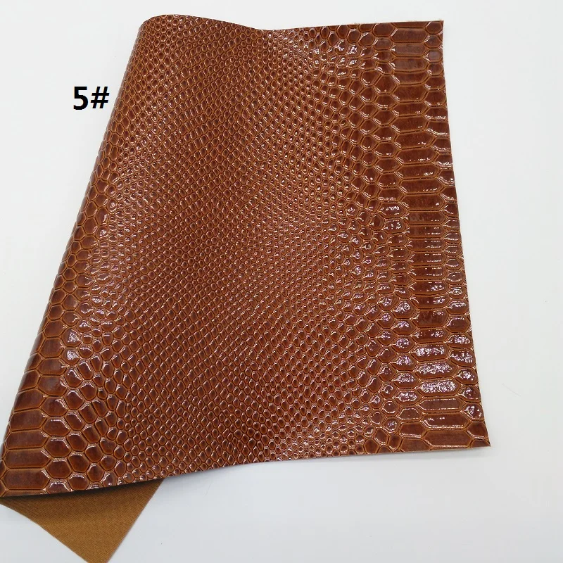 1PC 21X29CM Synthetic Letaher Faux Leather Sheets, Crocodile Grain PU Leather For Making Bows Accessories LEOsyntheticoDIY T109A - Color: 5