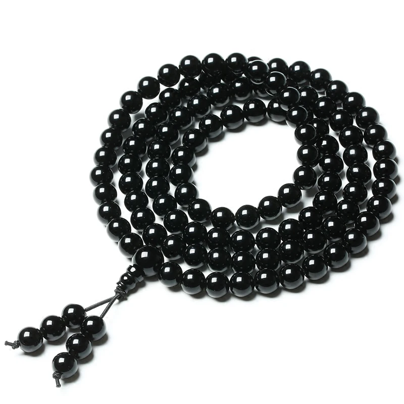 

Natural Stone Bracelet Black Mens Obsidian Bracelets 108 Beads Buddha Rosary Buddhist Stretch Bracelets 6mm 8mm Jewelry Women