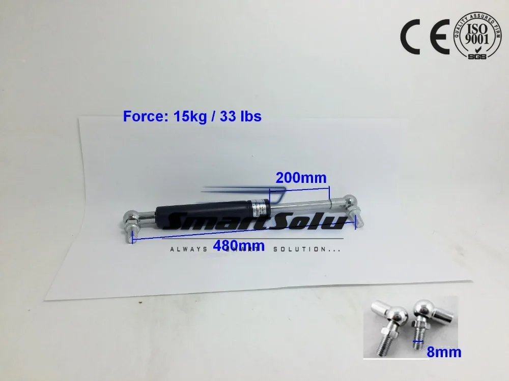 

Free Shipping 480*200mm Excellent Gas Spring for Car/Auto/Furniture 15kg Force Ball Joint Lift Strut Automotive