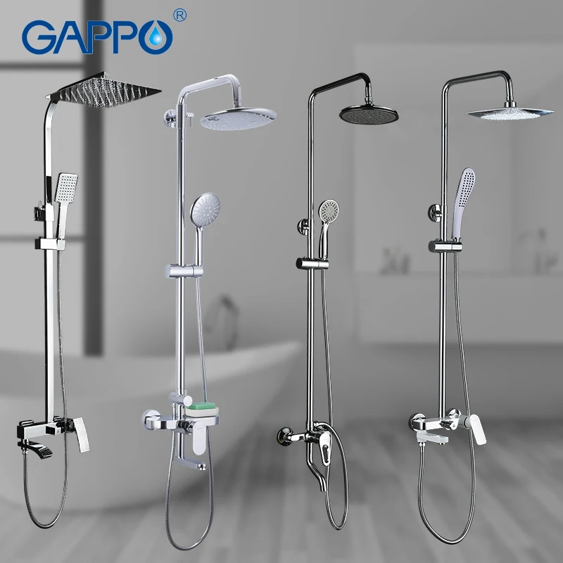 GAPPO Shower System Bathroom Shower Set Faucet Taps Bath Mixer Bathtub Faucet Set Waterfall Shower Set Chrome Rain Shower Head