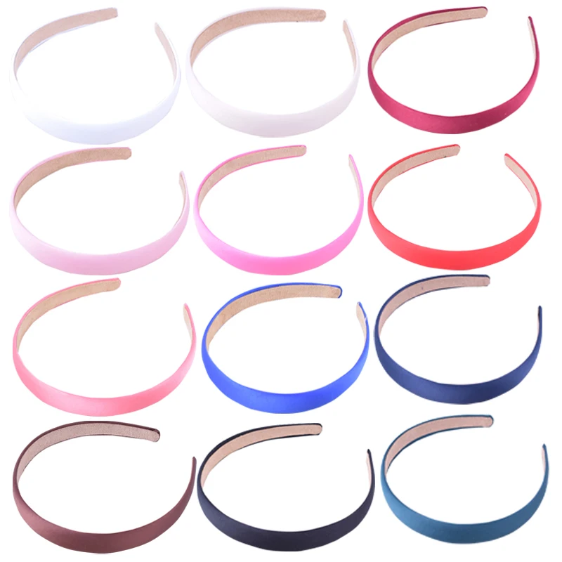 

12pcs/lot 1.5CM Solid Color Hair Band Headband Ribbon Covered Hairbands For Girls Women Hair Accessories Female Fabric Headbands