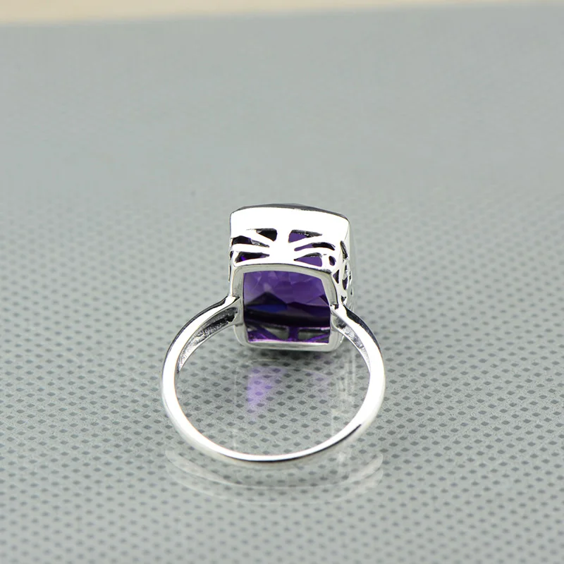 Натуральное фиолетовое кольцо с аметистом для женщин, 925 пробы, серебро, Античные аксессуары для женщин, натуральный камень, красивое ювелирное изделие