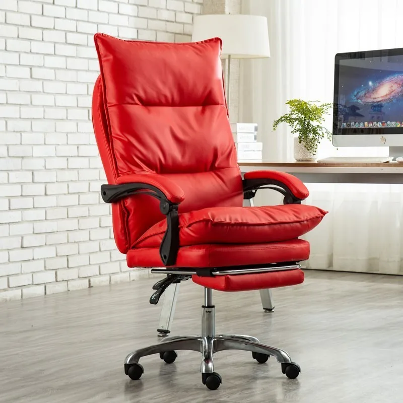 Esports офисное кресло для геймеров Boss Silla, эргономичное массажное кресло из искусственной кожи с колесом - Цвет: red footrest