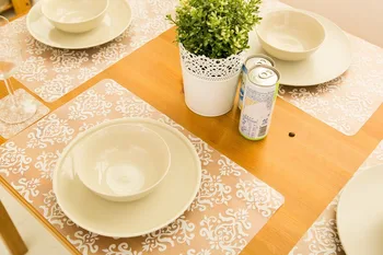 

6PCS Mat +6 pcs Coasters 42*28cm Placemats Modern Table Kitchen Place Meal Mats & Pads Dining & Bar Products Supplies cup mat