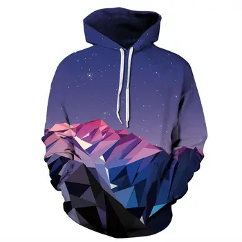 

Cartoon 3D Sweatshirt Hip Hop Tracksuit Men Mountain Galaxy Print Hoodie Pullover Spring Winter With Hat Streetwear Hoodies