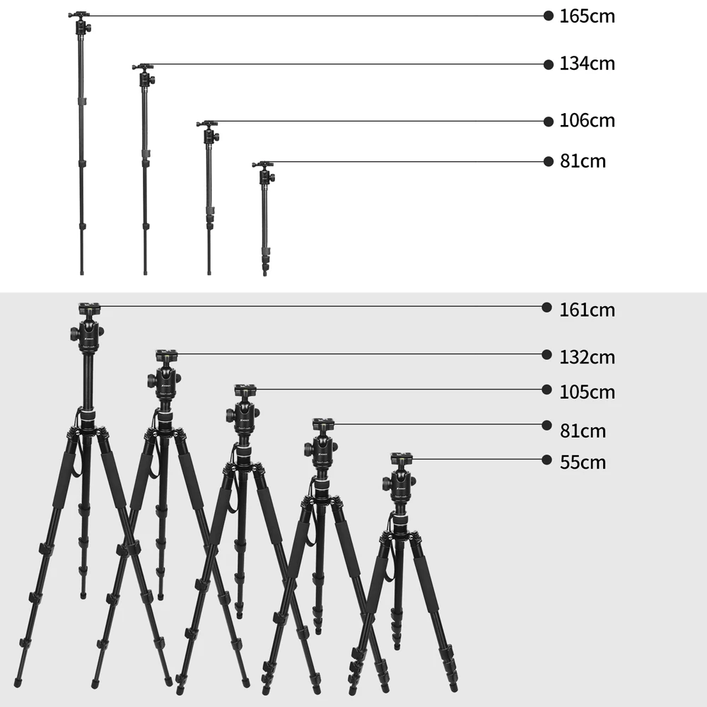  SHOOT Professional Portable Travel Camera Tripod Aluminum Alloy 4-Sections Tripod Stand for Canon N