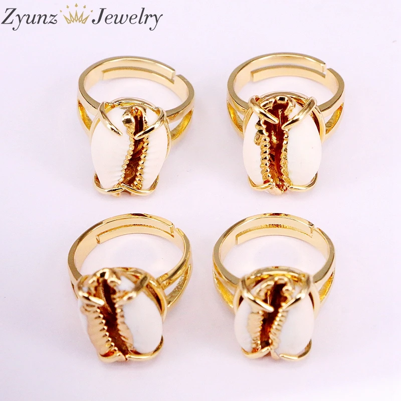 

5PCS, Gold Filled cowry ring, natural cowrie shell ring for women girl gift adjustable size