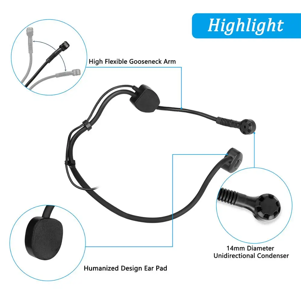 KIMAFUN KM-4070 Black Headset Microphone Dual Ear