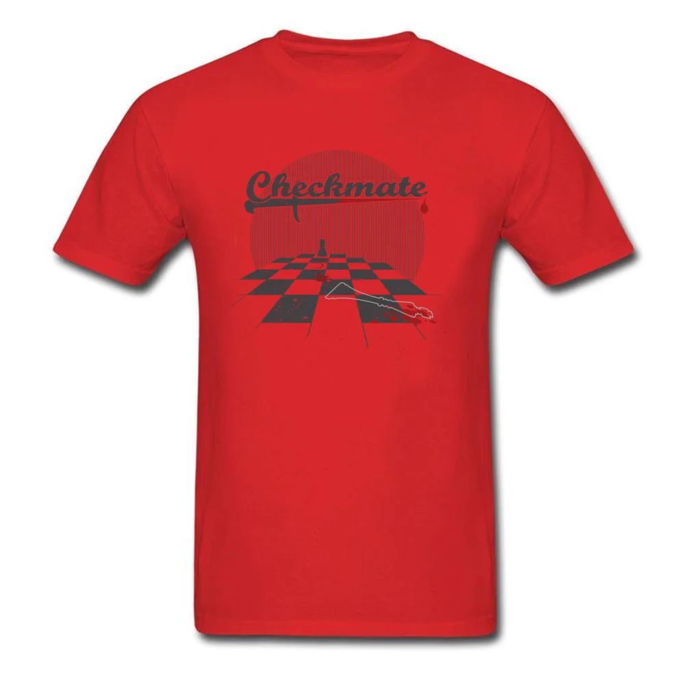 Checkmate Round Neck T-Shirt NEW YEAR DAY Tops Shirt Short Sleeve Graphic Cotton Design Sweatshirts Design Young Checkmate red