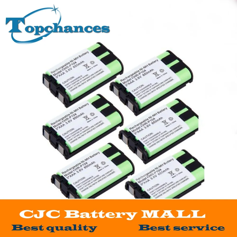 6pcs Cordless Phone Battery 850mAh Ni MH for Panasonic HHR P104 HHR