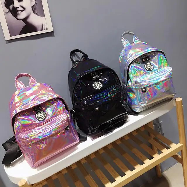 

Women Bags hologram laser backpack for teenager girls boys students schoolbags rucksack holographic backpacks New Travel Mochila