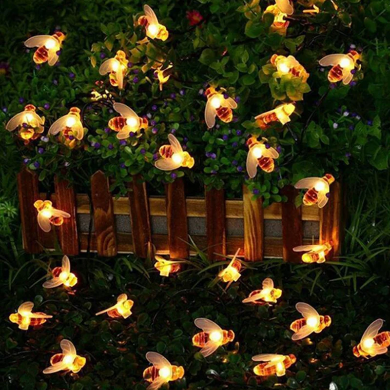 Led Solar Lamp Outdoor Waterproof Garden Christmas Garland Led Solar Powered Lamp Fairy Lights Home Decor LED Bee Solar Light (2)