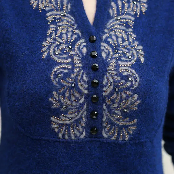 Кашемировый свитер Женская мода с длинными рукавами вязаное платье на осень-зиму для мам среднего возраста пуловер свитер большие размеры