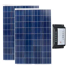 Placa Solar 12v 100w 2Pcs Solar Kit 24v 200w Solar Charge Controller 12v/24v 20A PWM Solar Charger For Car Battery Camping Car pwm type 48v 20a smart solar controller for solar cctv system solar road light battery emergency exit light charging control