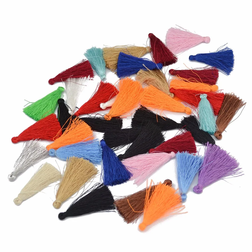 

100 Pcs/ lot Mixed Colors Cotton Silk Tassel Brush for Earring Necklace Charm Pendant Satin Tassels Diy Jewelry Making Findings