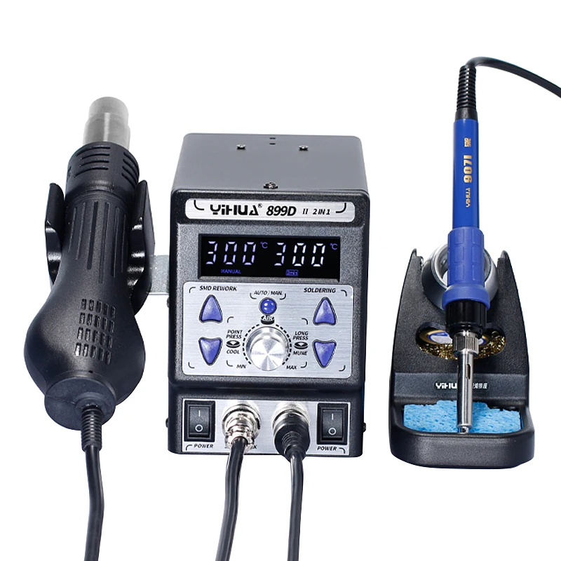 US $122.25 YIHUA 899D II Soldering Station 720W 2 in 1 SMD Hot Air Rework Station 60W Solder Iron BGA Welding PCB Desoldering Tool Stations
