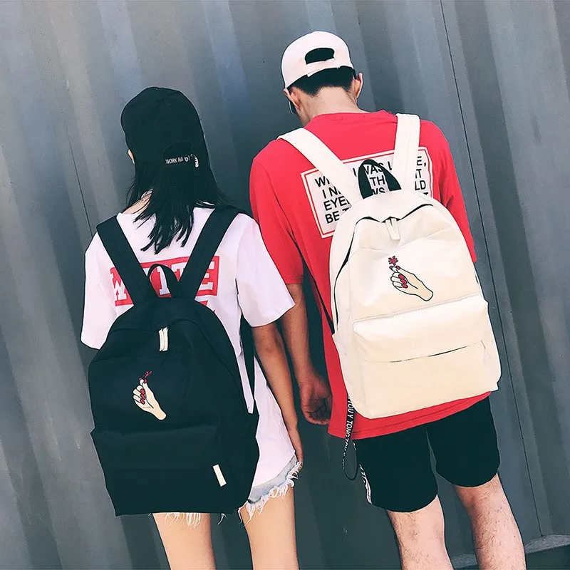 

Men Women Oxford Cloth Backpack Cute Rose Embroidery Rucksack for Teenagers Travel Bags School Bags Best Sale-WT