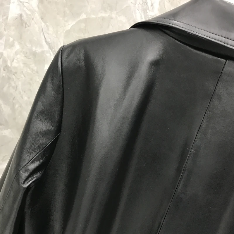Spring  Women Sheepskin Jacket  Genuine Korean Version of The Double-breasted Leather  Jacket