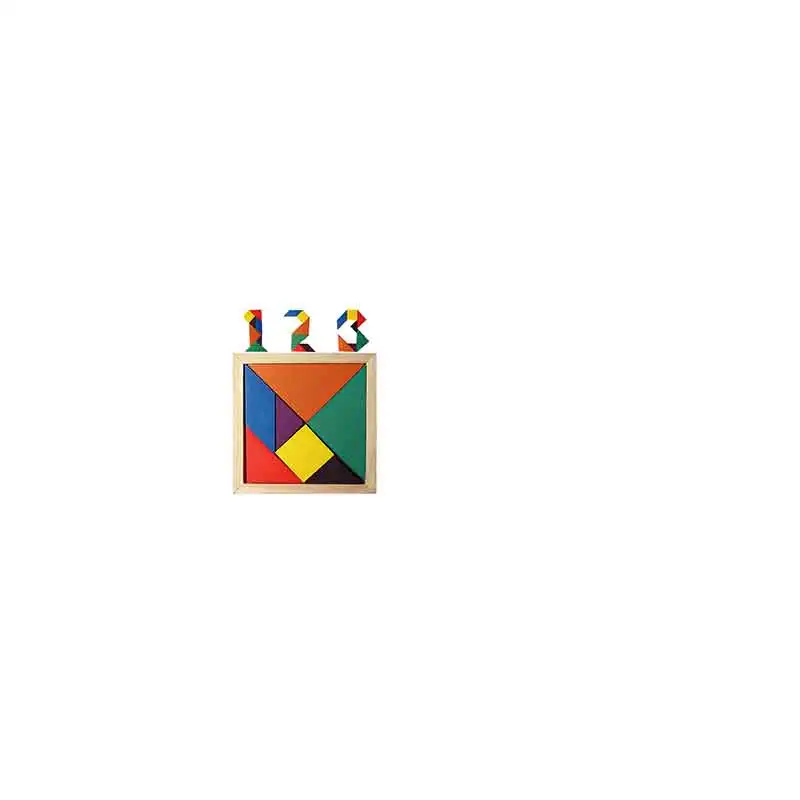 Деревянные Tangram 7 частей головоломки красочный квадрат IQ игры головоломки интеллектуальные Обучающие игрушки для детей - Цвет: Белый