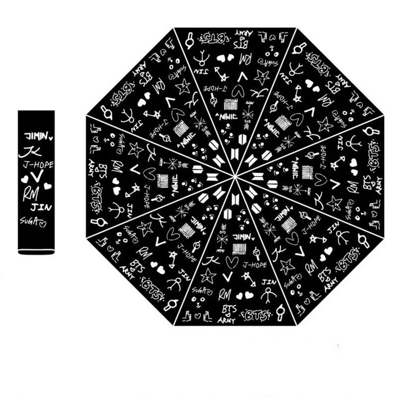 

New Kpop Fashion Bangtan JUNG KOOK JIMIN V SUGA J HOPE Umbrella Top Quality Sun Protect Hand Painted Umbrella