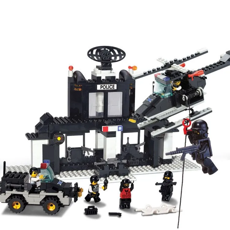 

High quality 385pcs SWAT training centre model building kits 3D children early education block toys