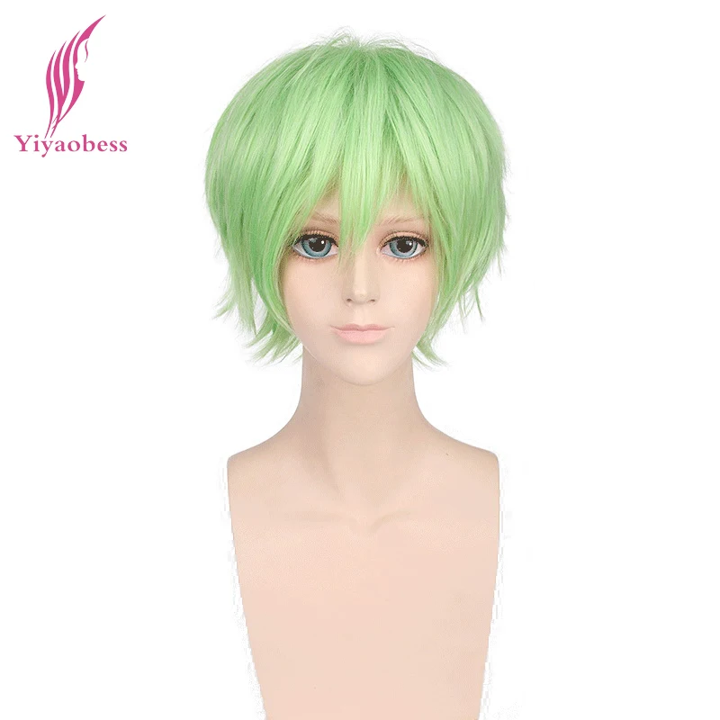 Yiyaobess sintético corto ondulado rojo plata gris claro dorado amarillo verde rosa púrpura blanco Universal Cosplay peluca Bangs Yiyaobess sintético corto ondulado rojo plata gris claro dorado amarillo verde rosa púrpura blanco Universal Cosplay peluca Bangs