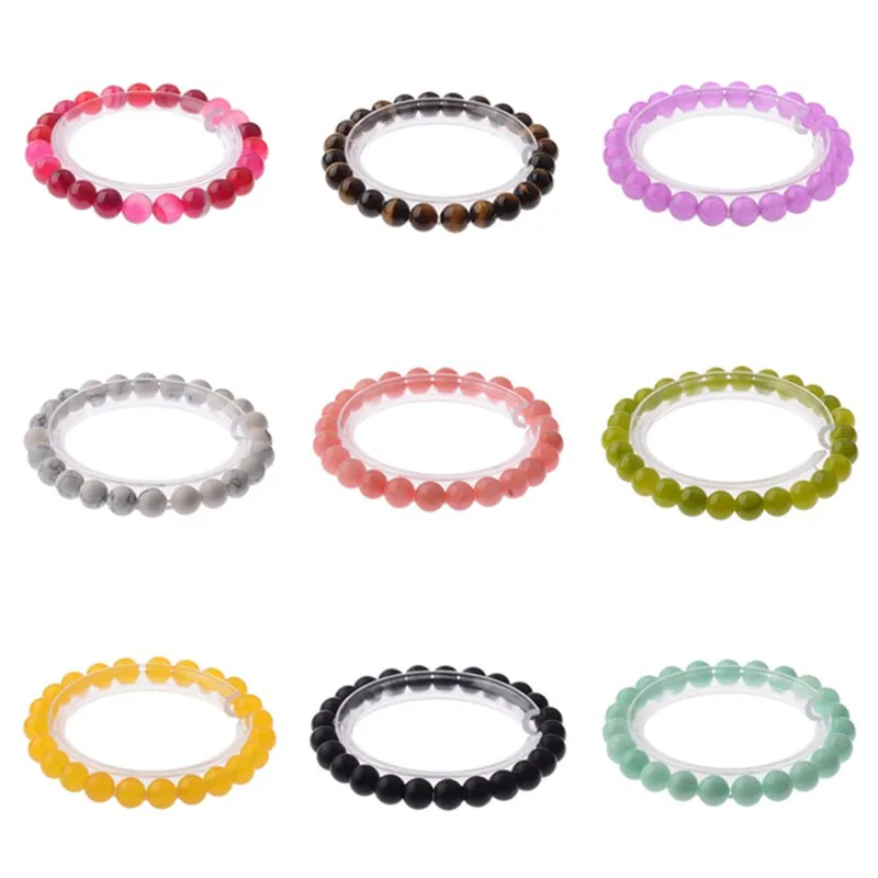 

8mm Obsidian Tiger Eye Natural Stones Onyx Beads Bracelet Jewelry Pink Crystal Stone Bracelets For Women and Men AB176