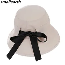 Летний Для женщин солнца Шапки Бант хлопок рыбак шляпа Широкий Большой Брим наружное пляжные кепки для девочек Путешествия Складные солнцезащитные кепки Шапки