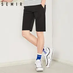 SEMIR Для мужчин короткая отдых мужской 2018 Летняя одежда Хлопок Новый Популярный Логотип Мужские штаны мужские высотой до колена черные Шорты