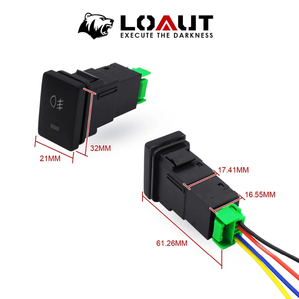 LOAUT Высокое качество большой/маленький размер противотуманный светильник кнопочный переключатель 4 провода кнопка для Toyota 12 в водонепроницаемый проводки выключатель проводки 55 Вт-100 Вт