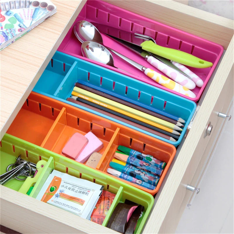 Plastic Desk Organizer Memo Pen Stationery Storage Box Case Desk Drawer