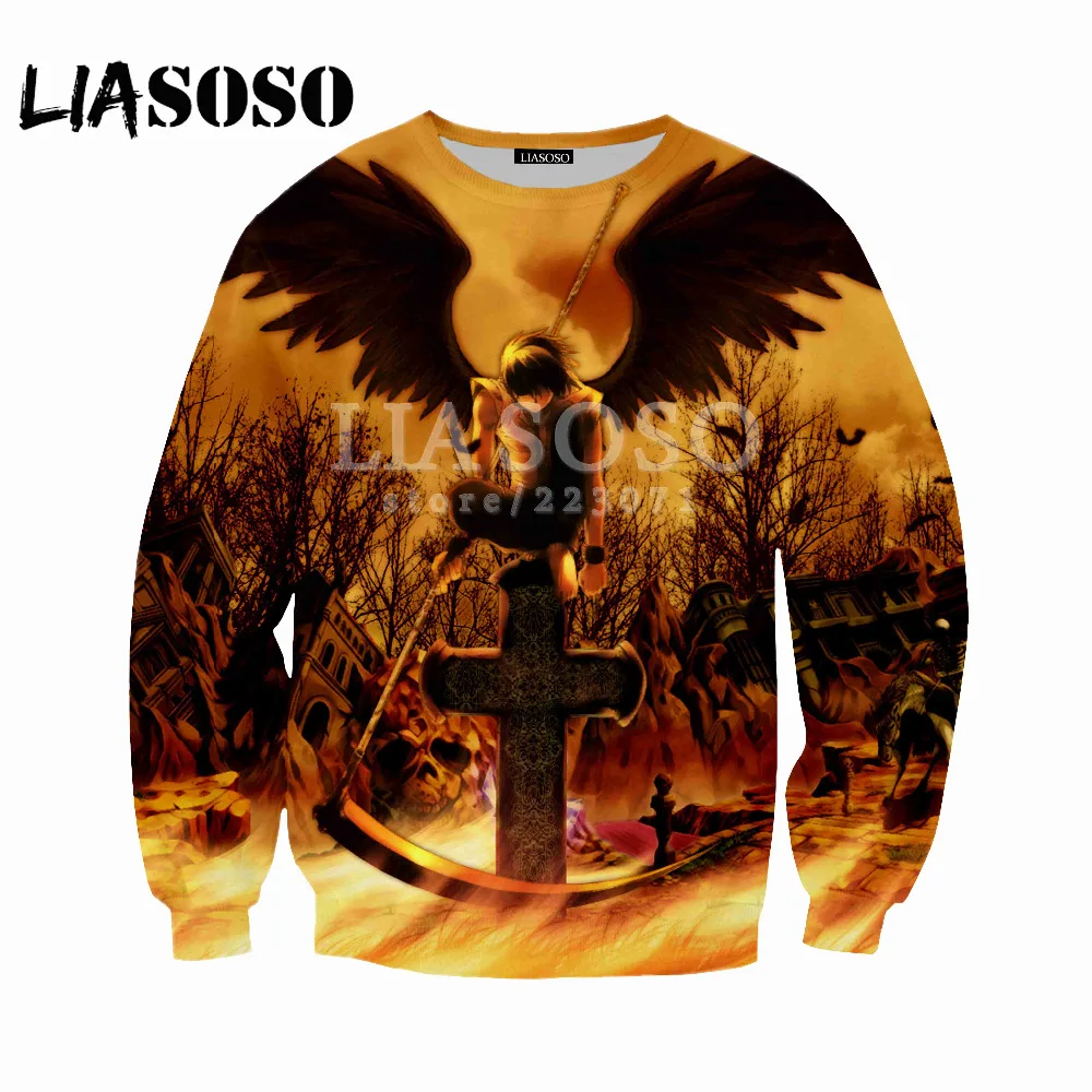 

LIASOSO Autumn New Men Women Fashion Hoodies 3D Print Anime Death Note Sweatshirt Long Sleeve Top Hip Hop Harajuku Pullover D094