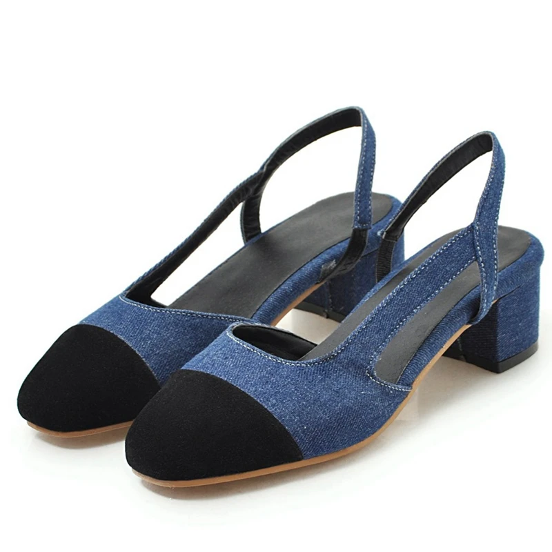 ASILETO большой размер 44 45 Дамская обувь на массивном каблуке джинсовые синие джинсы