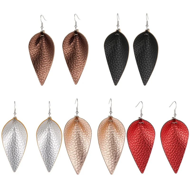 

Creative Earrings Simple Leaves Drop Pu Artificial Leather Earrings Lady Ear Leaf Dangle Earrings Women Handmade Jewelry Gift