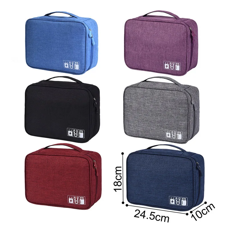 

Junejour Portable Business Outdoor Bag Waterproof USB Data Cable Travel Bag Storage Bag earphone wire power bank bag