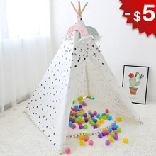 Triangle Wigwam Baby Tent Indoor Teepee House for Children Play Room Canvas Tipi Kids Toys Boys Girls Child Gifts Photo 4 Poles Triangle Wigwam Baby Tent Indoor Teepee House for Children Play Room Canvas Tipi Kids Toys Boys Girls Child Gifts Photo 4 Poles