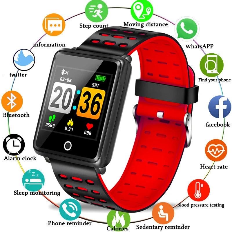 

BANGWEI Sport Watch Depth IP68 Waterproof Smart Watch Blood Pressure Heart Rate Monitor Calorie Pedometer Information Reminder