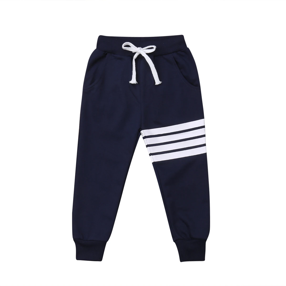 Canis/длинные штаны-шаровары в полоску для мальчиков и девочек штаны для малышей спортивные штаны - Цвет: Синий