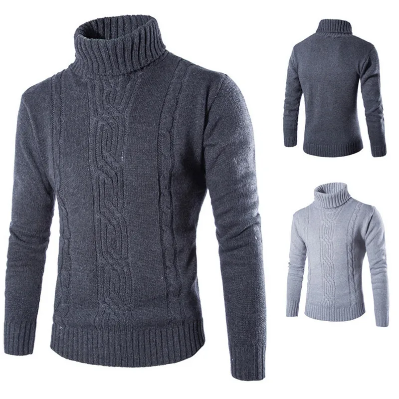 Winter High Neck Thick Warm Sweater Men Turtleneck Brand