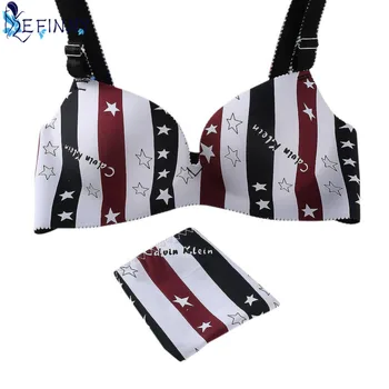 

Newest Student Girls Cute Cotton Comfortable Printing Bra Set Seamless Gather Adjustable Push Up Lingerie Underwear Safe Briefs