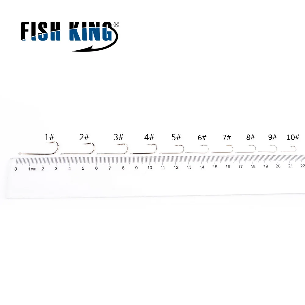 Рыболовные крючки FISH KING из высокоуглеродистой стали с кольцом 100 шт./Партия 1#-10# крючок с зазубриной для карпа Аксессуары для рыбалки, наживки джиг